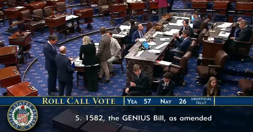 Votación del Senado sobre la GENIUS Act. Fuente: Senate.Gov